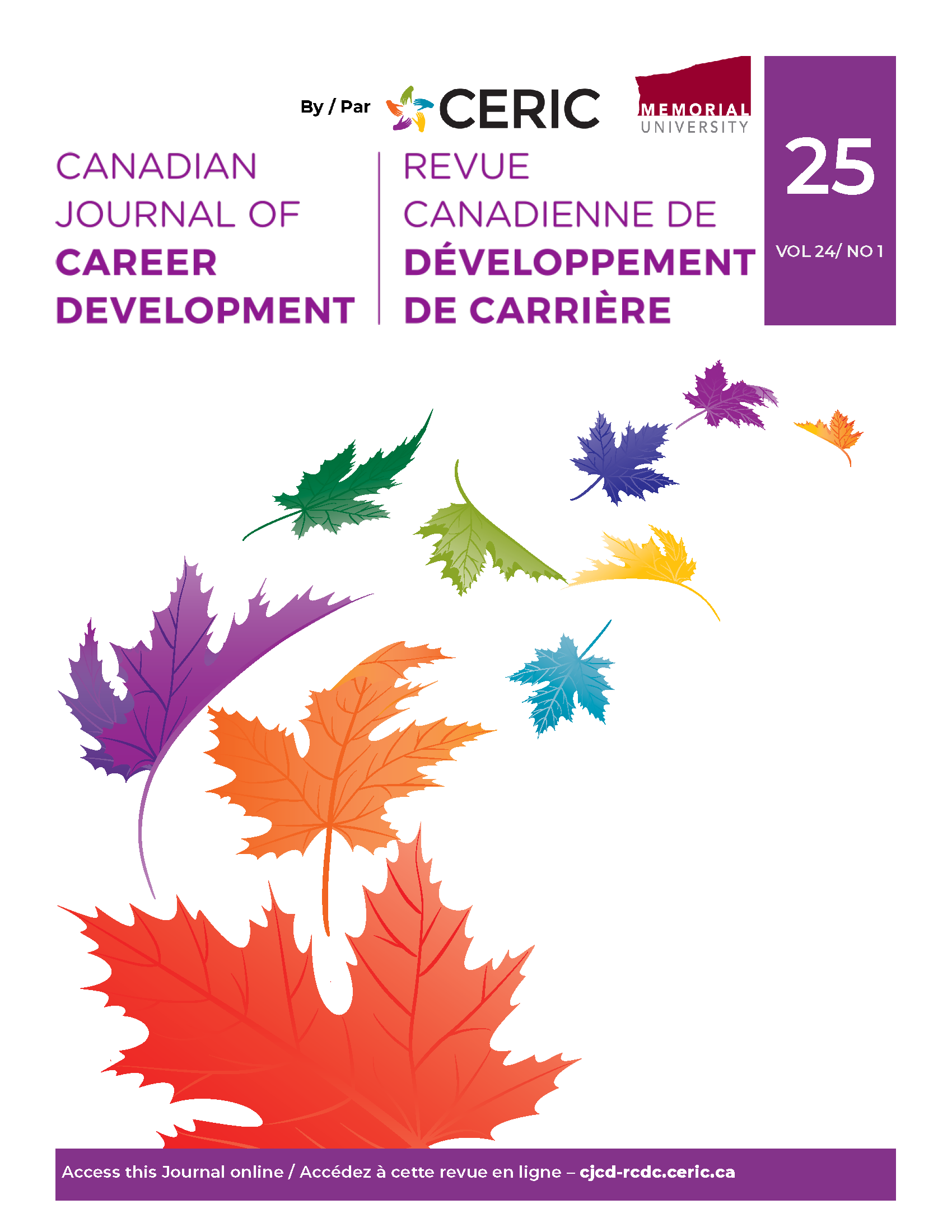 Front cover of the Canadian Journal of Career Development. Volume 24, No 1