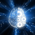 Image du cerveau humain dont la moitié est représentée sous forme d'engrenages.